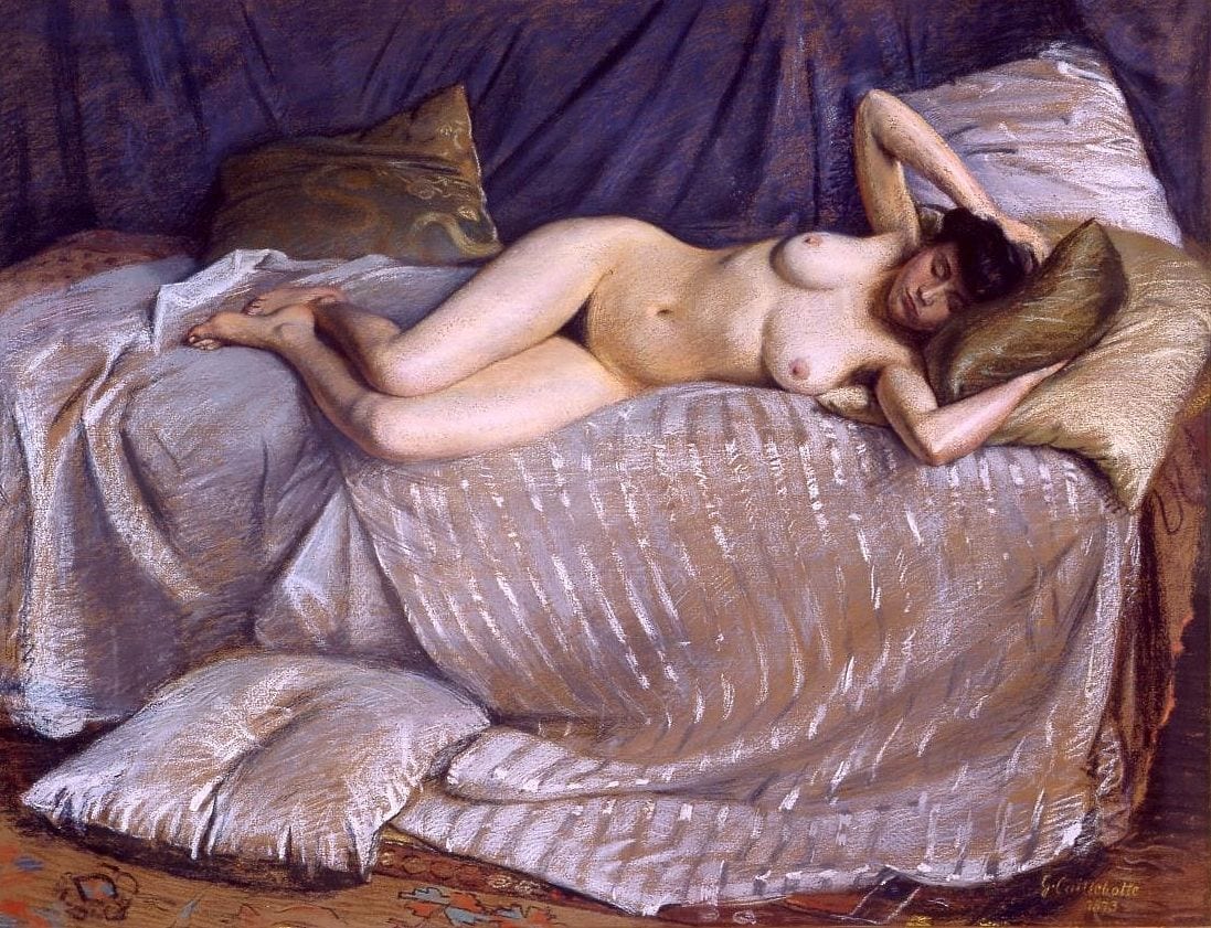 Caillebotte-Femme_nue-etendue_sur_un-divan-1873